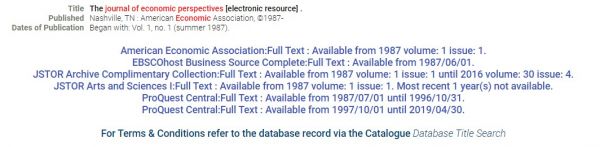Screenshot of journal record